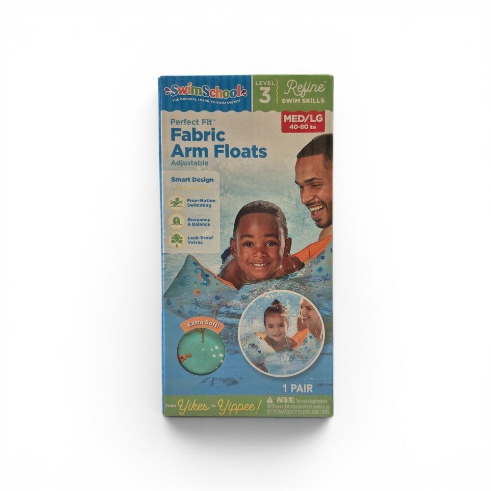 Swim School Soft Fabric Arm Floats Level 3 - M/L 40-80 lbs BRAND NEW Adjustable